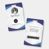 Badge Carte d'identité de sécurité avec code-barres et l (Avant & arrière)