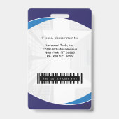Badge Carte d'identité de sécurité avec code-barres et l (Arrière)