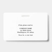 Badge Carte d'identité de sécurité pour soins infirmiers (Arrière)