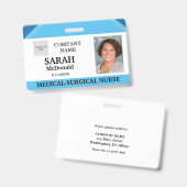 Badge Carte d'identité de sécurité pour soins infirmiers (Avant & arrière)
