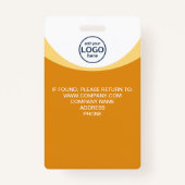 Badge Carte d'identité de visite d'entreprise jaune Logo (Dos)