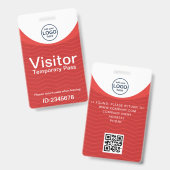 Badge Carte d'identité de visiteur d'entreprise rouge av (Avant & arrière)