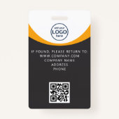 Badge Carte d'identité de visiteur gris-jaune d'entrepri (Dos)