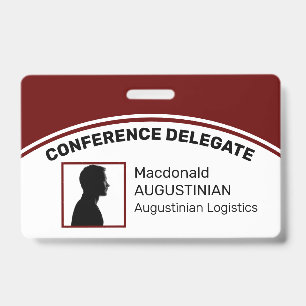 Badge Carte d'identité délégué BOURGUNDY avec logo perso