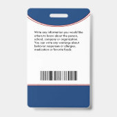 Badge Carte d'identité d'élève de l'école Garçon Fille (Arrière)