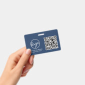 Badge Carte d'identité d'employé avec code QR bleu marin (Manuel / portable)