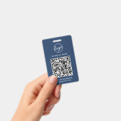 Badge Carte d'identité d'employé avec code QR bleu marin (Manuel / portable)