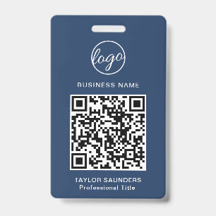 Badge Carte d'identité d'employé avec code QR bleu marin