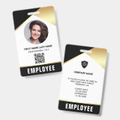 Badge Carte d'identité d'employé avec nom, photo et code (Avant & arrière)