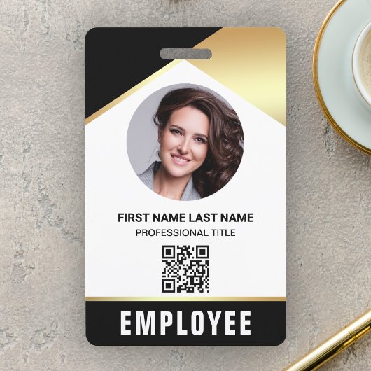 Badge Carte d'identité d'employé avec nom, photo et code