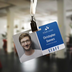 Badge Carte d'identité d'employé Bleu Blanc Propre Ajout