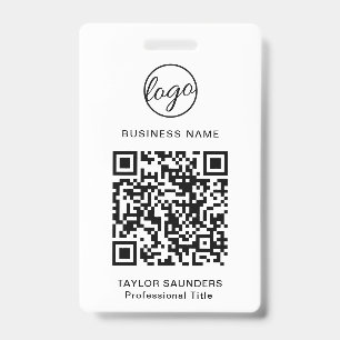 Badge Carte d'identité d'employé Code QR Noir et Blanc S