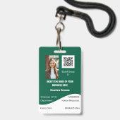 Badge Carte d'identité d'employé CUSTOM moderne vert bla (Avant avec lanière)