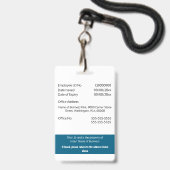 Badge Carte d'identité d'employé CUSTOM moderne vert bla (Arrière avec lanière)
