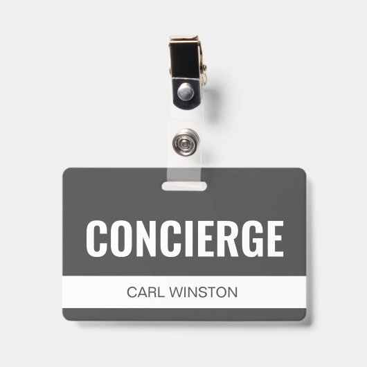 Badge Carte d'identité d'employé de concierge d'hôtel pe (Avant avec clip)
