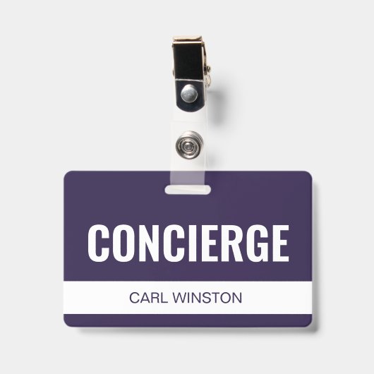 Badge Carte d'identité d'employé de concierge d'hôtel vi (Avant avec clip)