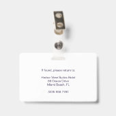 Badge Carte d'identité d'employé de concierge d'hôtel vi (Arrière avec clip)