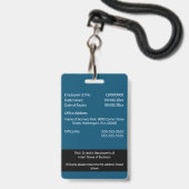 Badge Carte d'identité d'employé DIY bleu noir blanc (Arrière avec lanière)