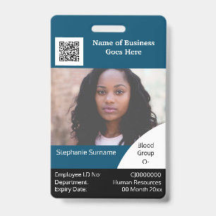 Badge Carte d'identité d'employé DIY bleu noir blanc