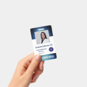 Badge Carte d'identité d'employé médical Bleu avec code- (Manuel / portable)