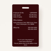 Badge Carte d'identité d'employé personnalisée | logo ph (Dos)