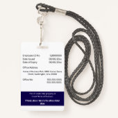 Badge Carte d'identité d'employé PERSONNALISÉE modifiabl (Derrière avec lanière)