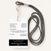 Badge Carte d'identité d'employé PERSONNALISÉE modifiabl (Derrière avec lanière)
