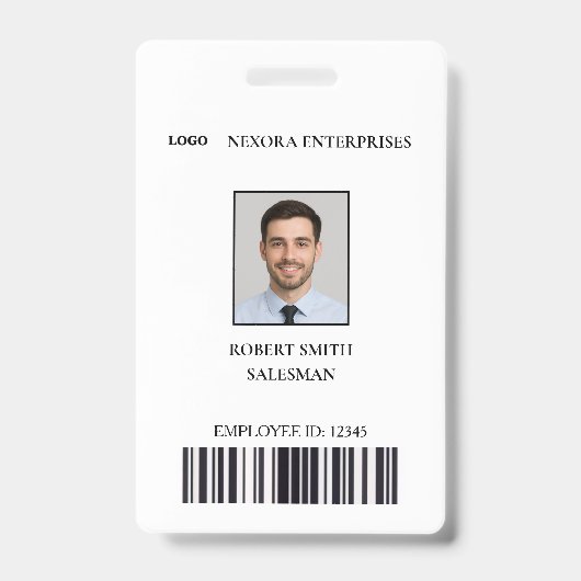 Badge Carte d'identité d'employé personnalisée | NOM DE  (Avant)