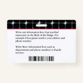 Badge Carte d'identité d'employé personnalisée Nom du co (Dos)