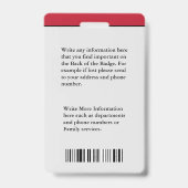 Badge Carte d'identité d'employé personnalisée Nom du co (Arrière)