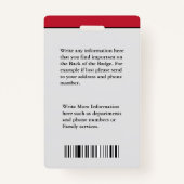 Badge Carte d'identité d'employé personnalisée Nom du co (Dos)