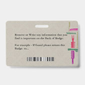 Badge Carte d'identité d'employé Photo de coiffeur perso (Arrière)