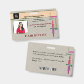 Badge Carte d'identité d'employé Photo de coiffeur perso (Avant & arrière)