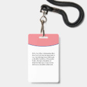 Badge Carte d'identité d'enfant garçon fille Allergie (Arrière avec lanière)