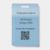 Badge Carte d'identité d'enseignant  (Arrière)