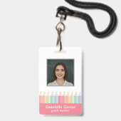 Badge Carte d'identité d'enseignant d'école personnalisé (Avant avec lanière)