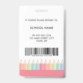 Badge Carte d'identité d'enseignant d'école personnalisé (Arrière)
