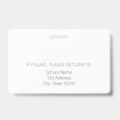 Badge Carte d'identité d'enseignant rose moderne et élég (Arrière)