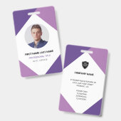 Badge Carte d'identité d'entreprise moderne avec nom et (Avant & arrière)