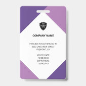 Badge Carte d'identité d'entreprise moderne avec nom et (Arrière)