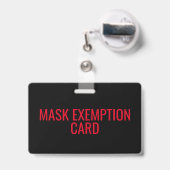 Badge Carte d'identité d'exemption de masque faciale (Arrière avec rétractable)