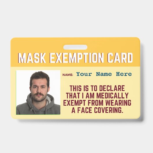 Badge Carte d'identité d'exemption de masque faciale (Avant)