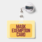 Badge Carte d'identité d'exemption de masque faciale (Arrière avec rétractable)