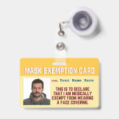Badge Carte d'identité d'exemption de masque faciale (Avant avec rétractable)