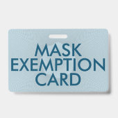 Badge Carte d'identité d'exemption de masque faciale (Dos)