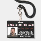 Badge Carte d'identité d'exemption de masque faciale (Avant avec lanière)
