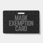 Badge Carte d'identité d'exemption de masque faciale (Arrière)