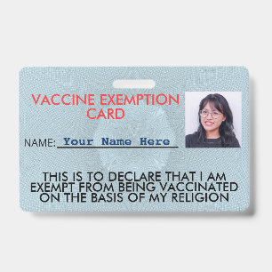 Badge Carte d'identité d'exemption de vaccin religieux B