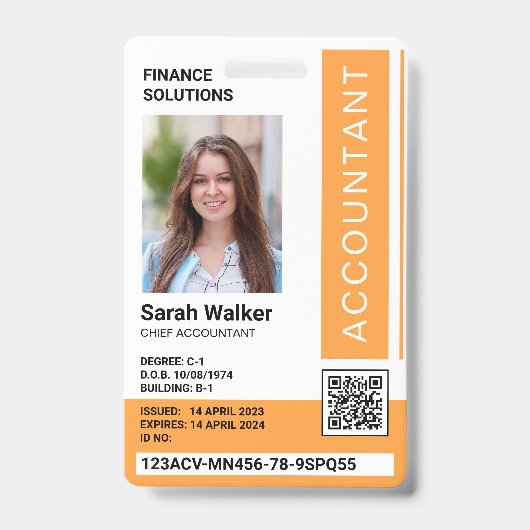 Badge Carte d'identité d'expert-comptable avec photo emp (Avant)