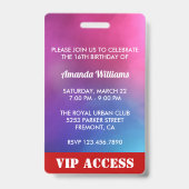 Badge Carte d'identité d'invitation à une fête d'anniver (Arrière)